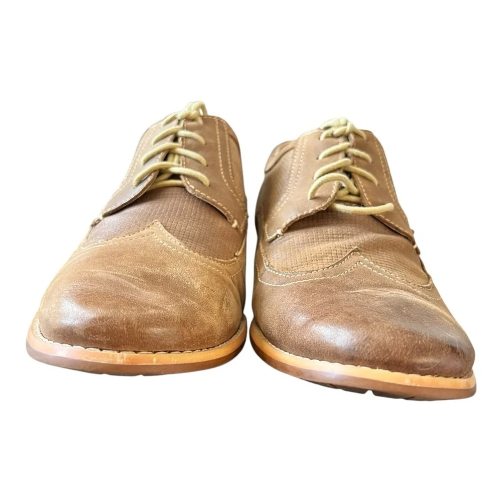 Steve Madden Shoes Mens Size 10 Crysp Casual Wing Tip Oxford Lace-up Leather Tan